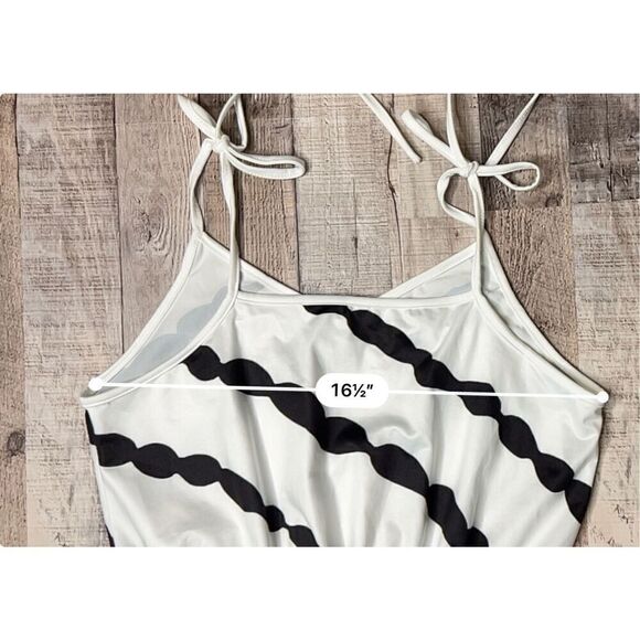 Emery Rose Sleeveless White Black Striped Tie a Shoulders Jersey Dress Small NWT - Picture 5 of 10